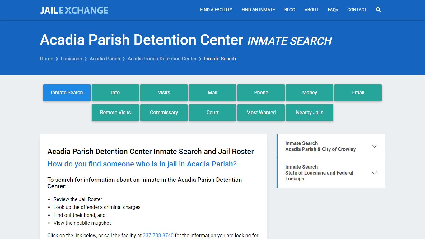 Acadia Parish Detention Center Inmate Search - Jail Exchange