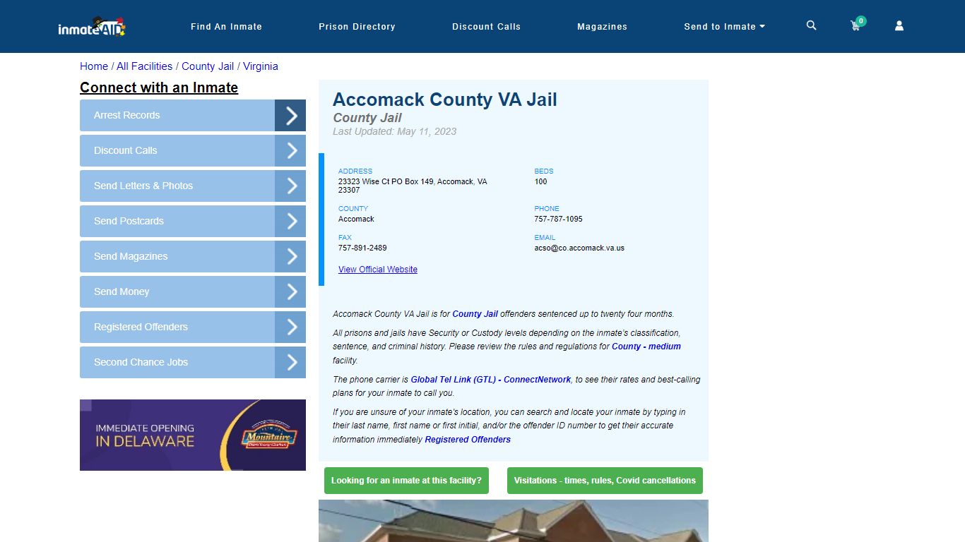 Accomack County VA Jail - Inmate Locator - Accomack, VA