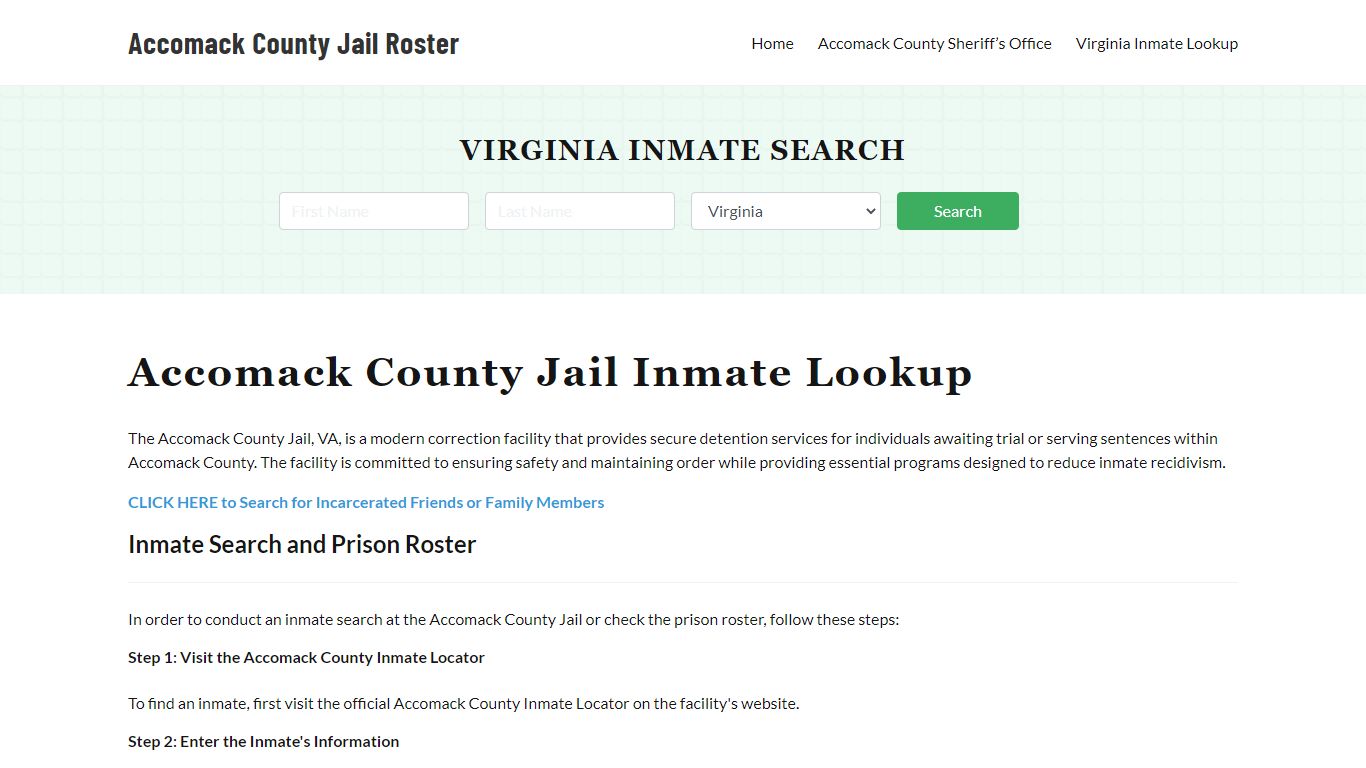 Accomack County Jail Roster Lookup, VA, Inmate Search