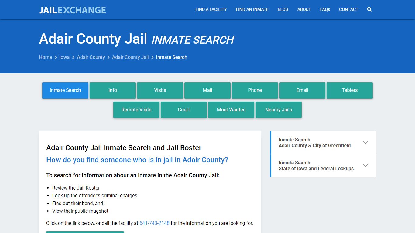 Inmate Search: Roster & Mugshots - Adair County Jail, IA - Jail Exchange