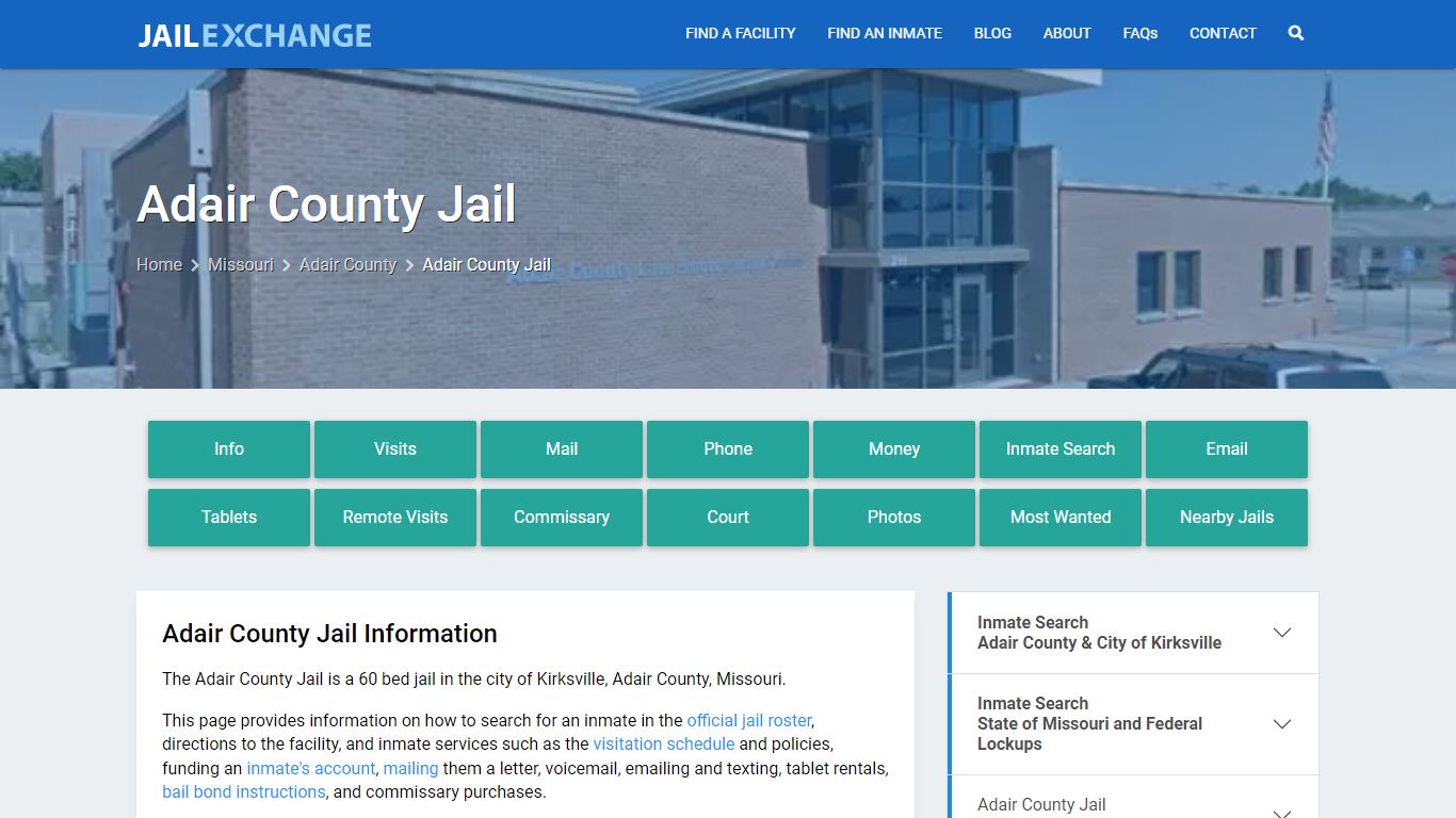 Adair County Jail, MO Inmate Search, Information