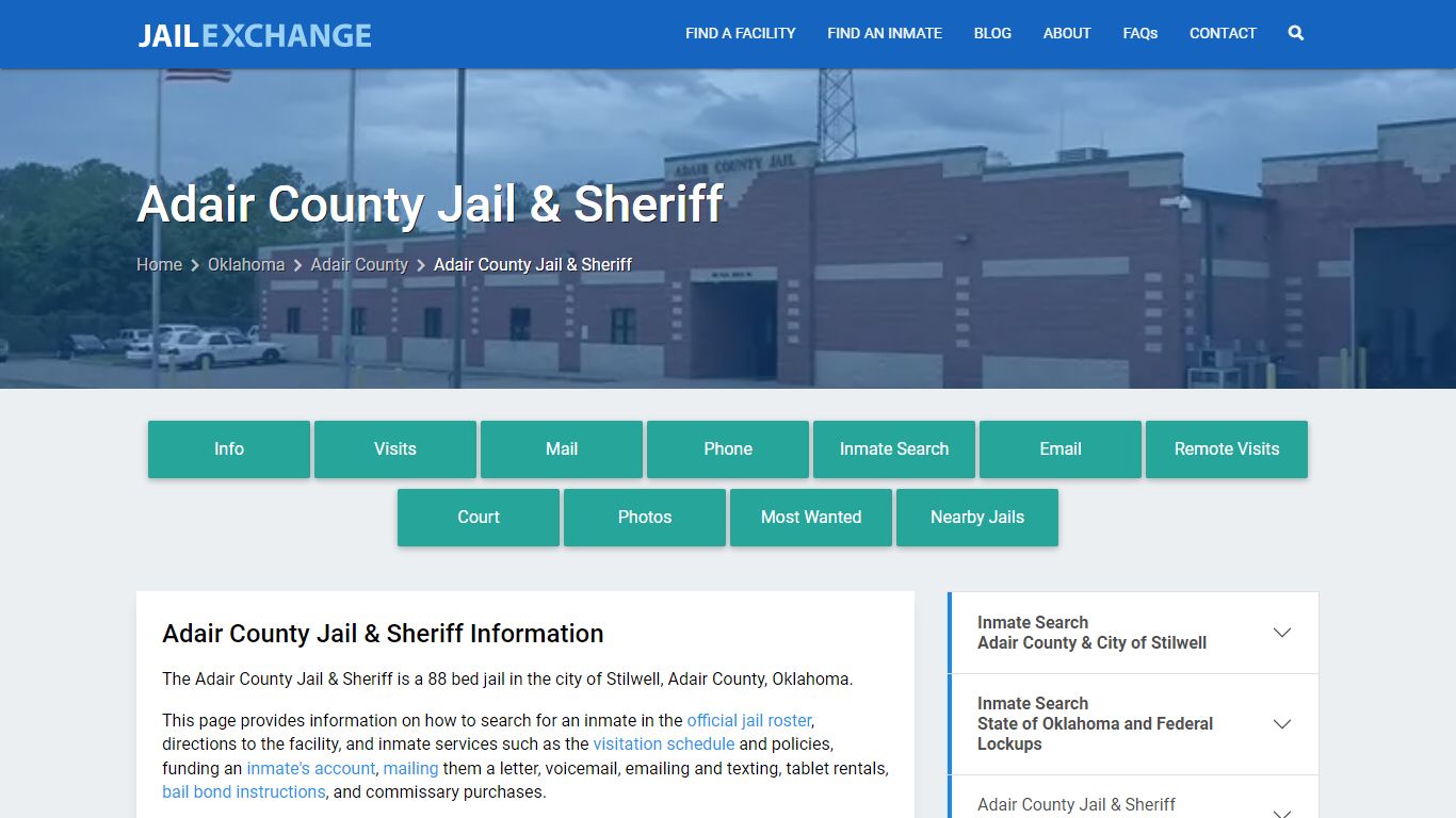 Adair County Jail & Sheriff, OK Inmate Search, Information