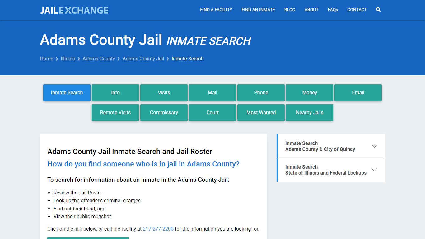 Inmate Search: Roster & Mugshots - Adams County Jail, IL
