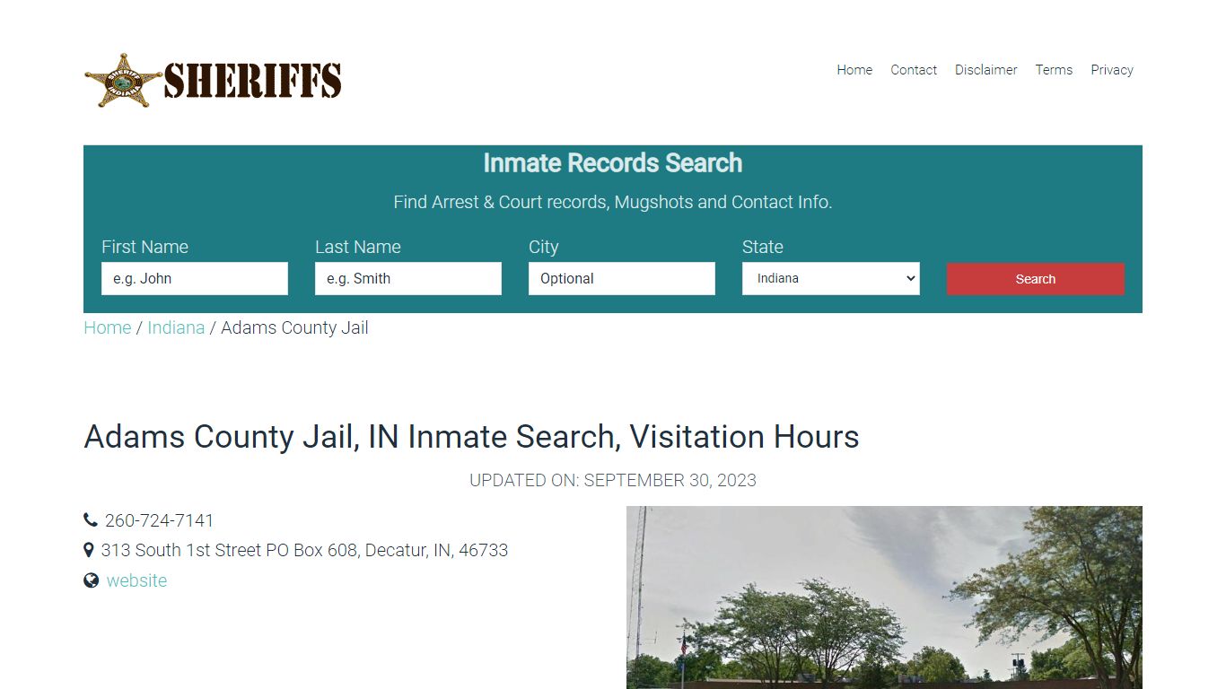 Adams County Jail, IN Inmate Search, Visitation Hours