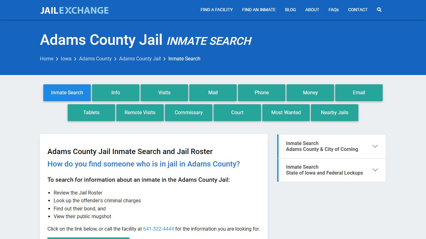Inmate Search: Roster & Mugshots - Adams County Jail, IA