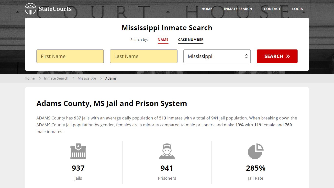 Adams County, MS Inmate Search - StateCourts