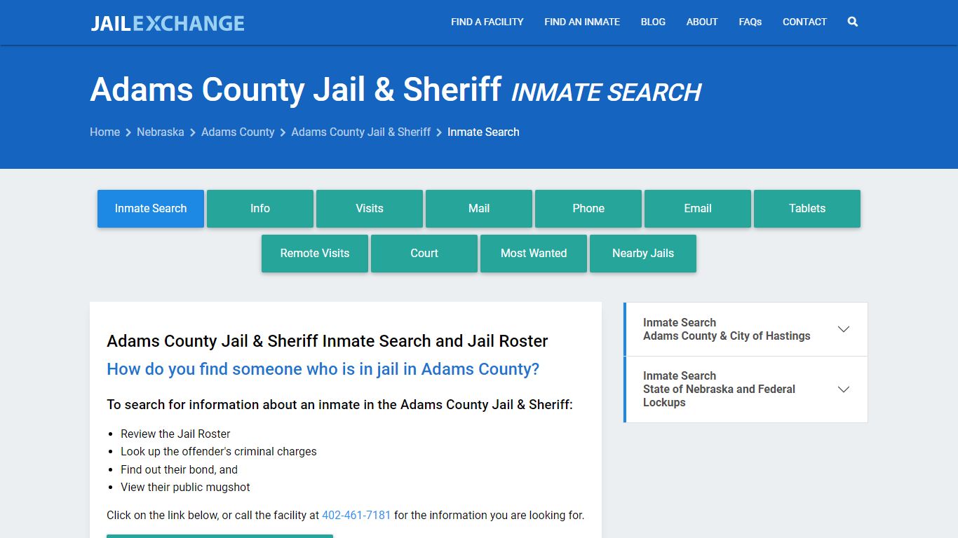 Inmate Search: Roster & Mugshots - Adams County Jail & Sheriff, NE