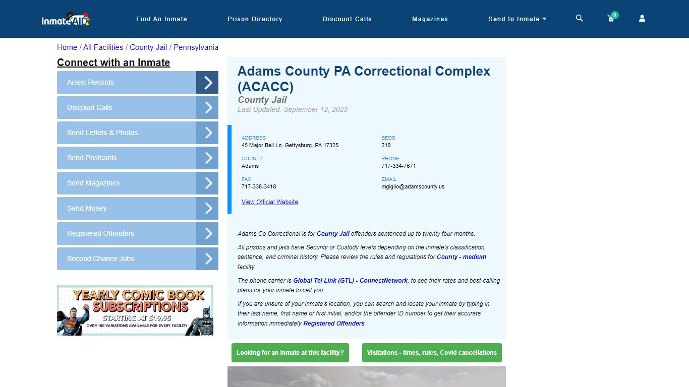 Adams County PA Correctional Complex (ACACC) - Inmate Locator ...