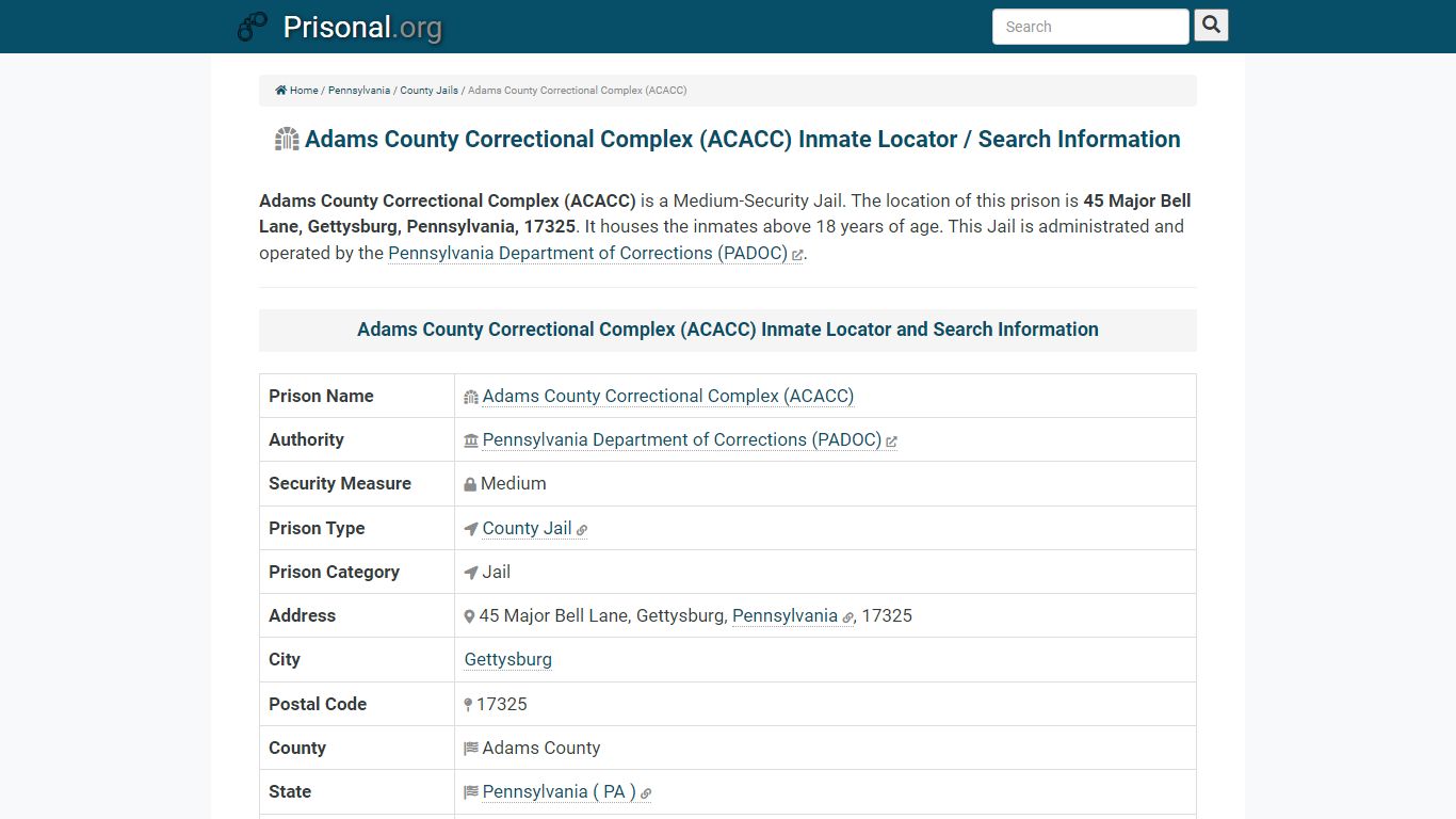 Adams County Correctional Complex (ACACC) Inmate Locator / Search ...