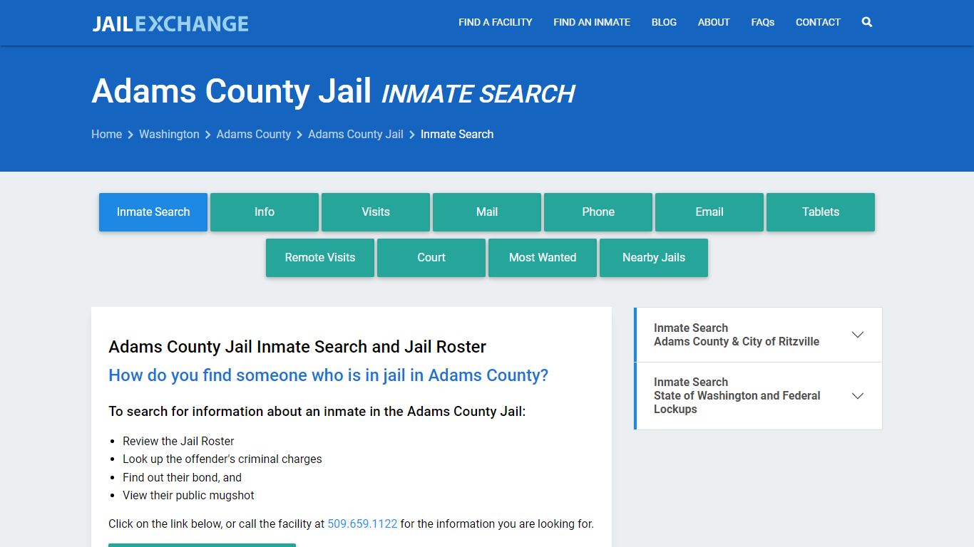Inmate Search: Roster & Mugshots - Adams County Jail, WA
