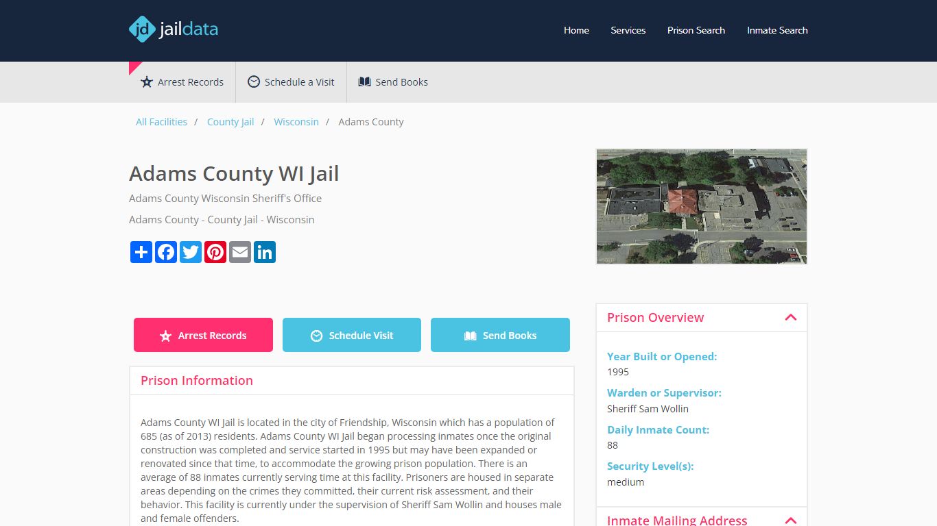 Adams County WI Jail Inmate Search and Prisoner Info - Friendship, WI