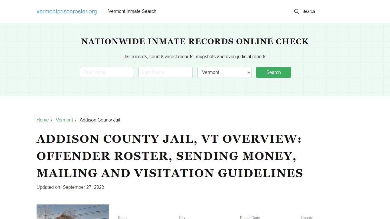 Addison County Jail, VT: Inmate Search, Visitation & Contact Info