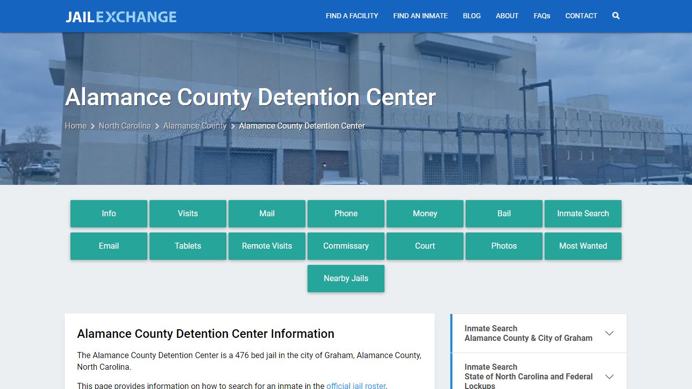 Alamance County Detention Center, NC Inmate Search, Information