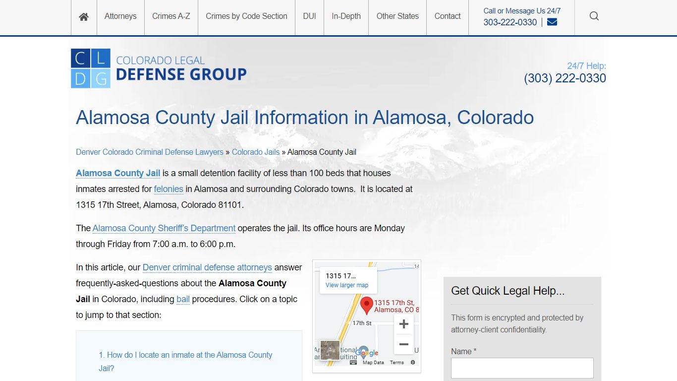 Alamosa County Jail Information in Alamosa, Colorado