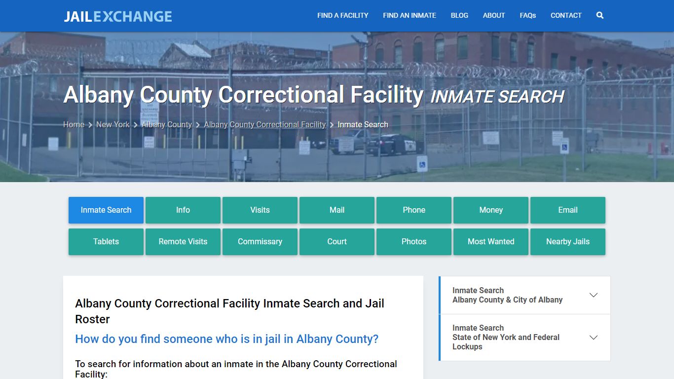 Albany County Correctional Facility Inmate Search - Jail Exchange