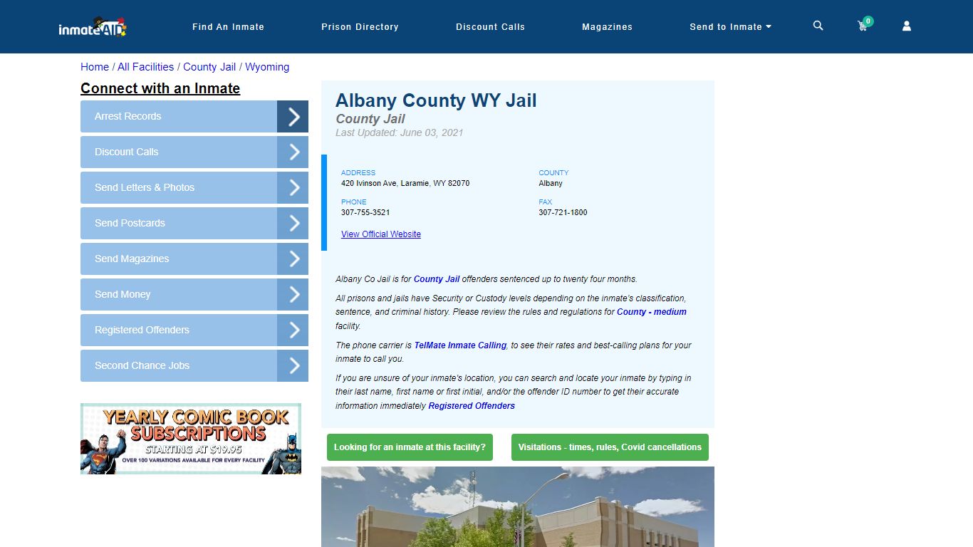 Albany County WY Jail - Inmate Locator - Laramie, WY