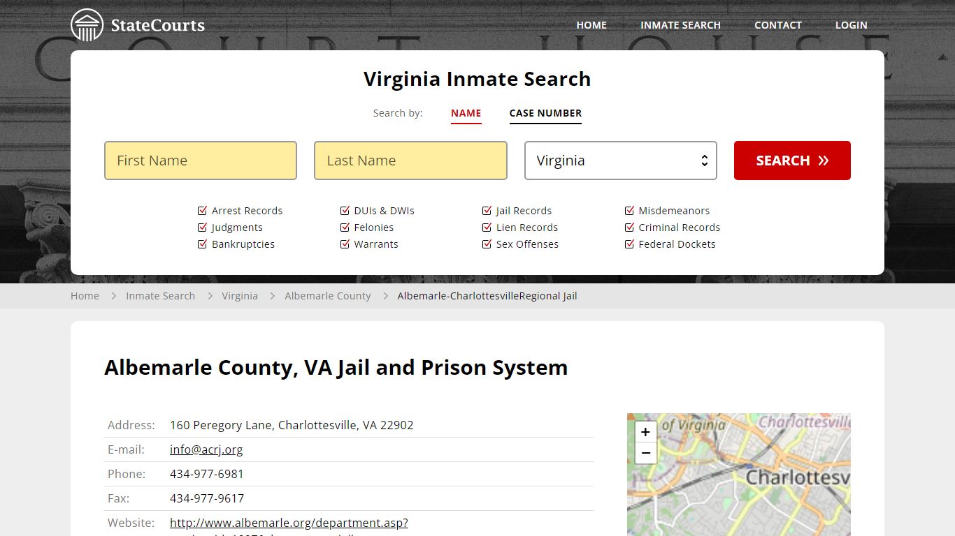 Albemarle-CharlottesvilleRegional Jail Inmate Records Search, Virginia ...