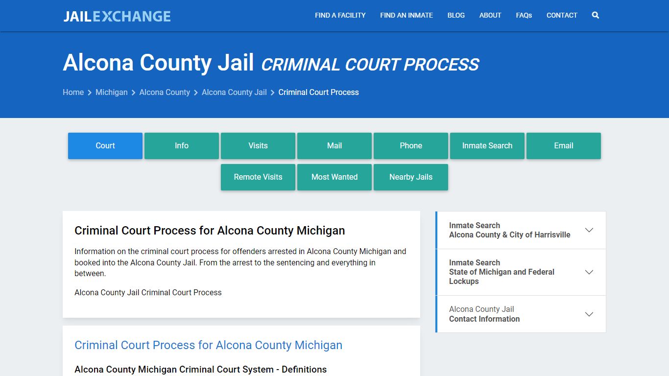 Alcona County Jail Criminal Court Process - Jail Exchange