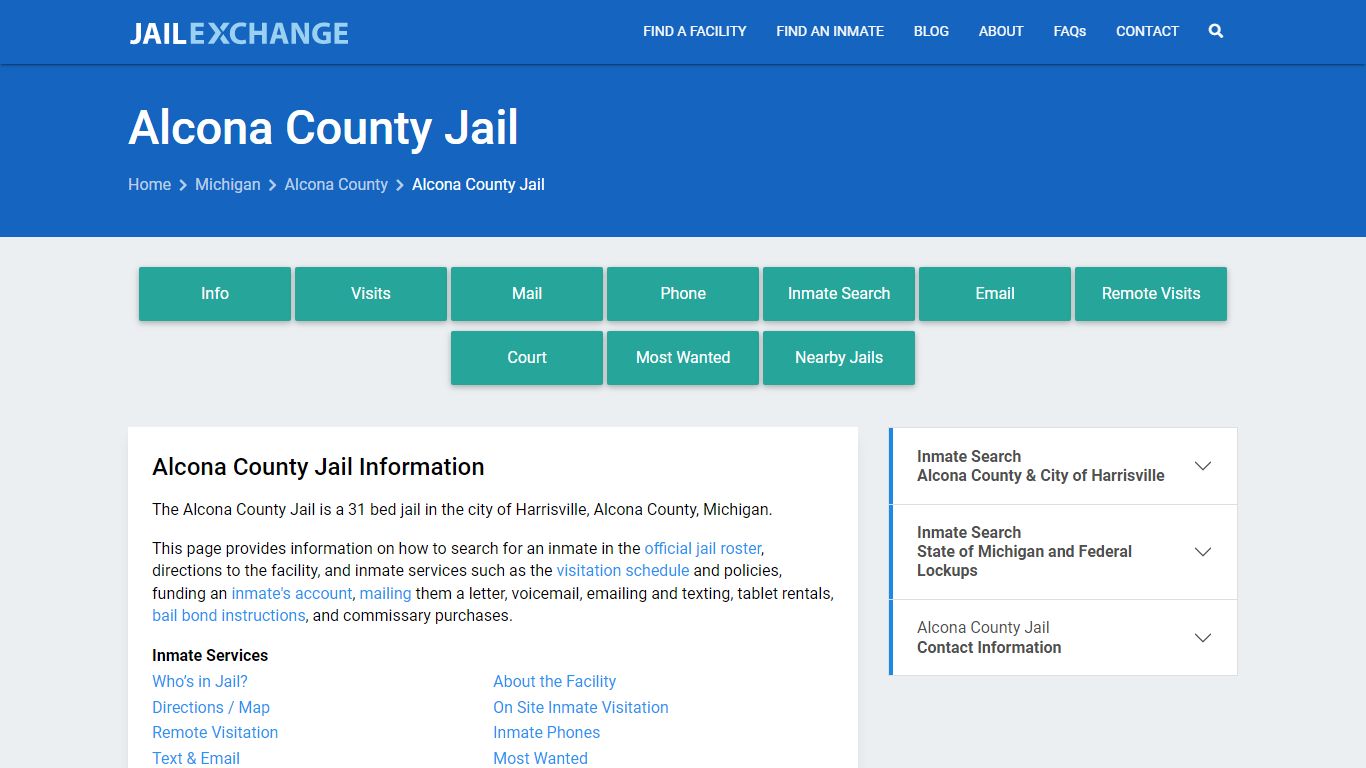 Alcona County Jail, MI Inmate Search, Information