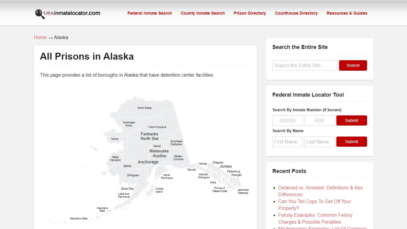 Alaska Prison & Jail Directory | USA Inmate Locator