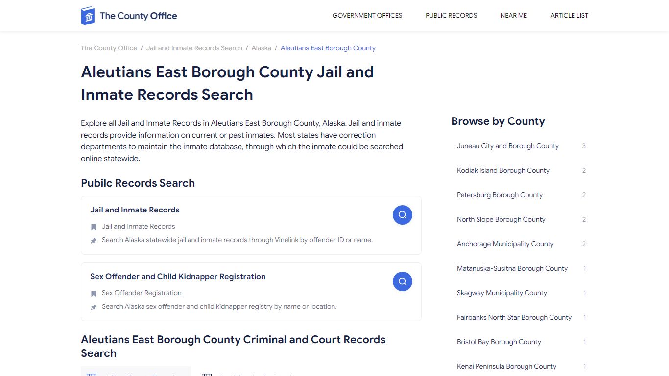 Aleutians East Borough County Jail and Inmate Records Search