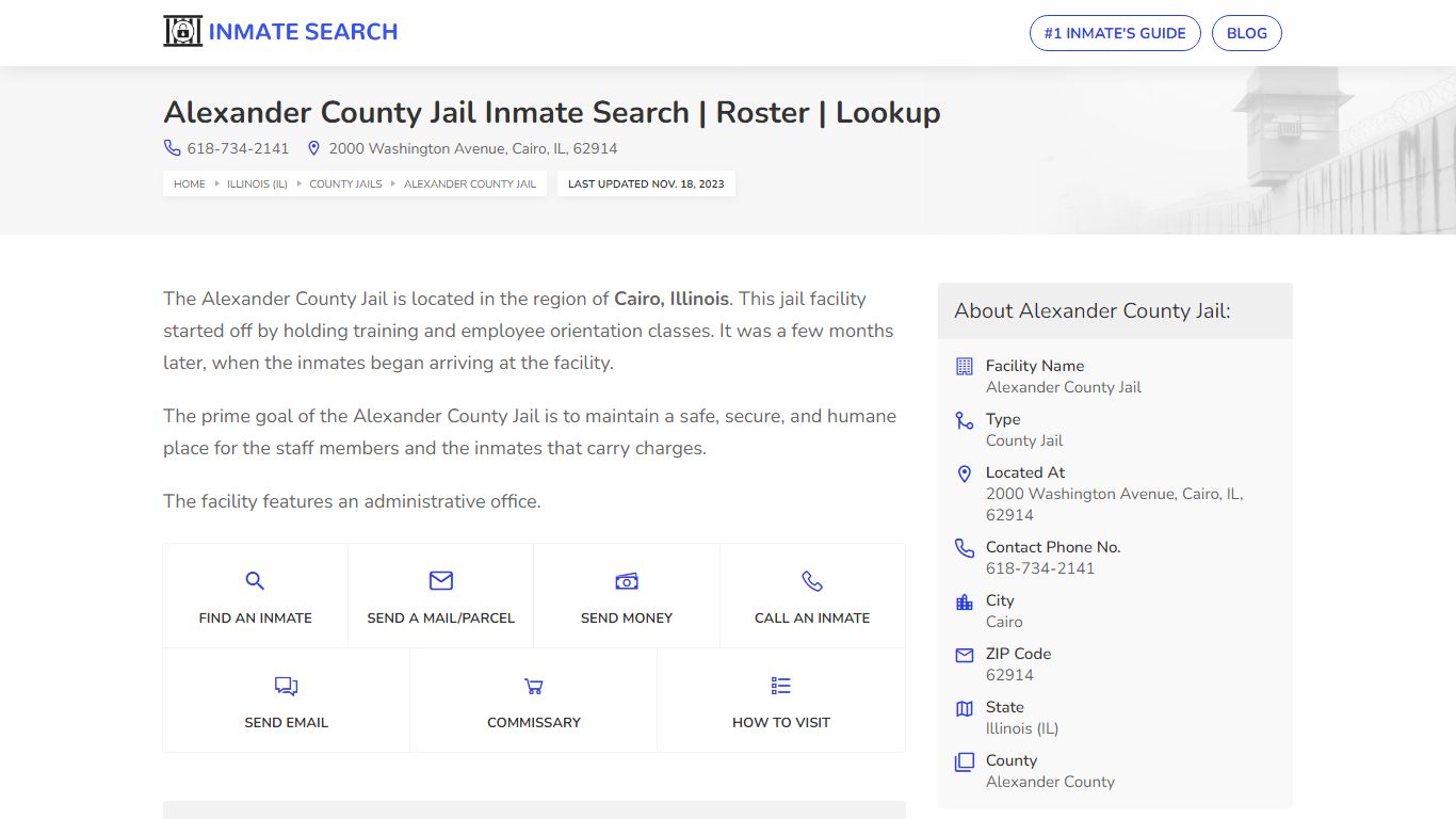 Alexander County Jail Inmate Search | Roster | Lookup