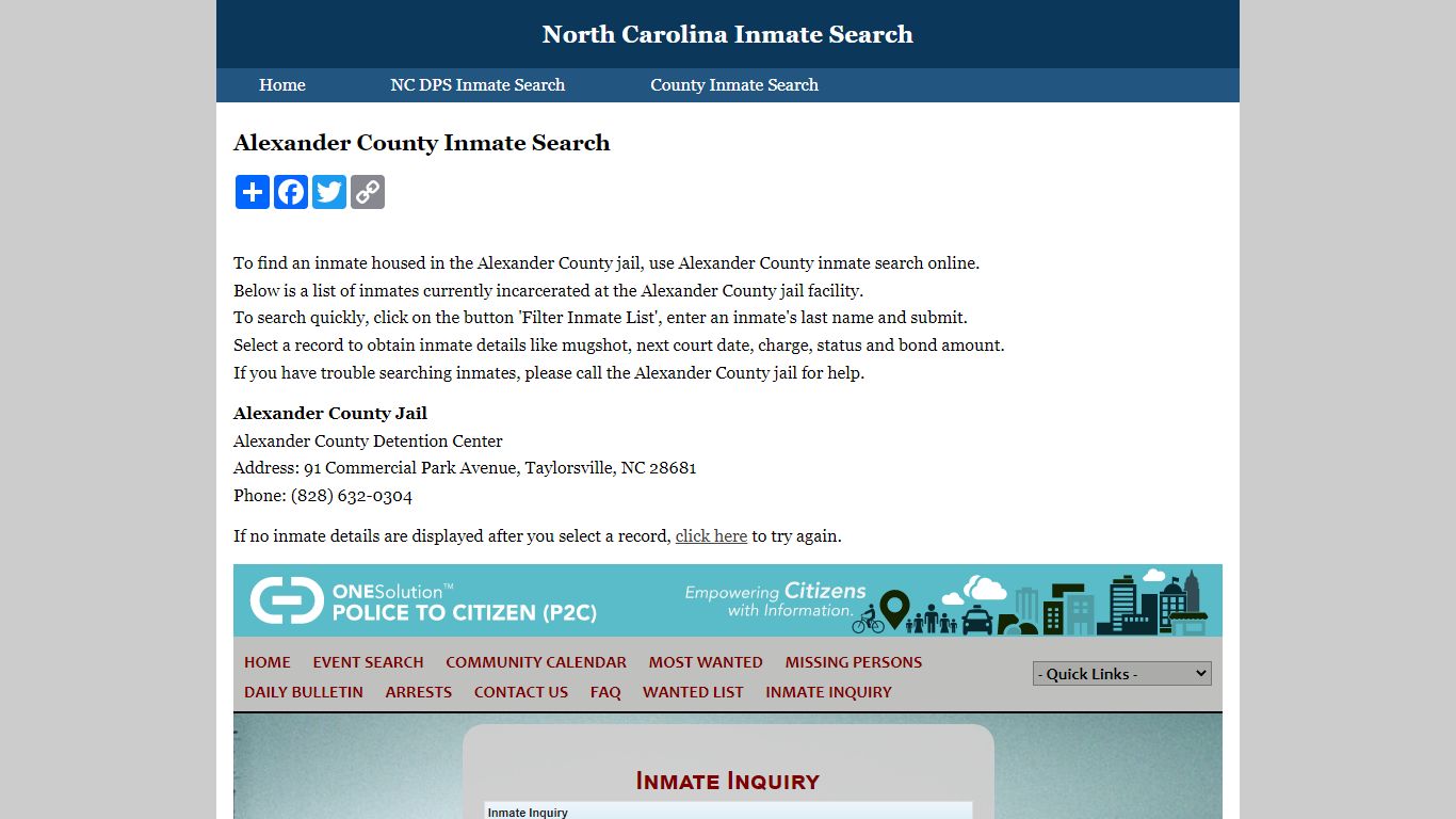 Alexander County Inmate Search
