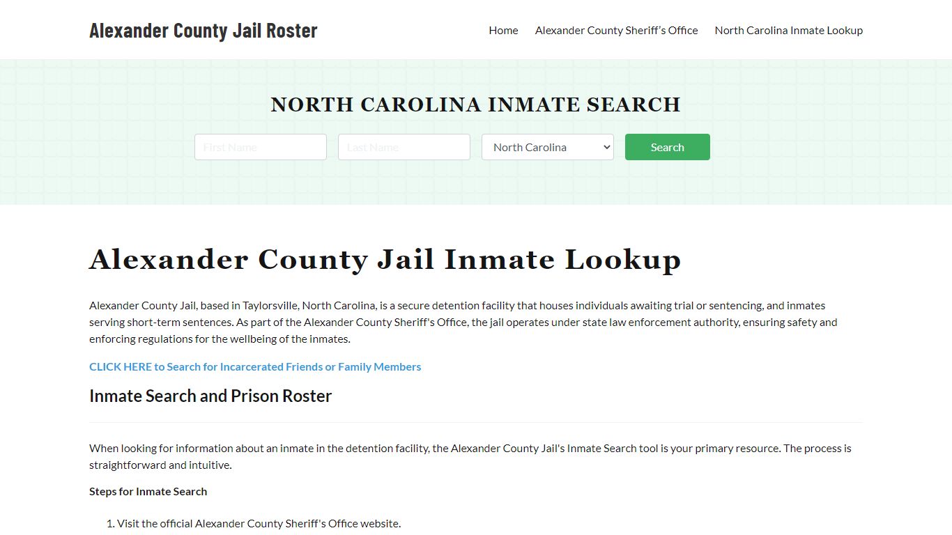 Alexander County Jail Roster Lookup, NC, Inmate Search