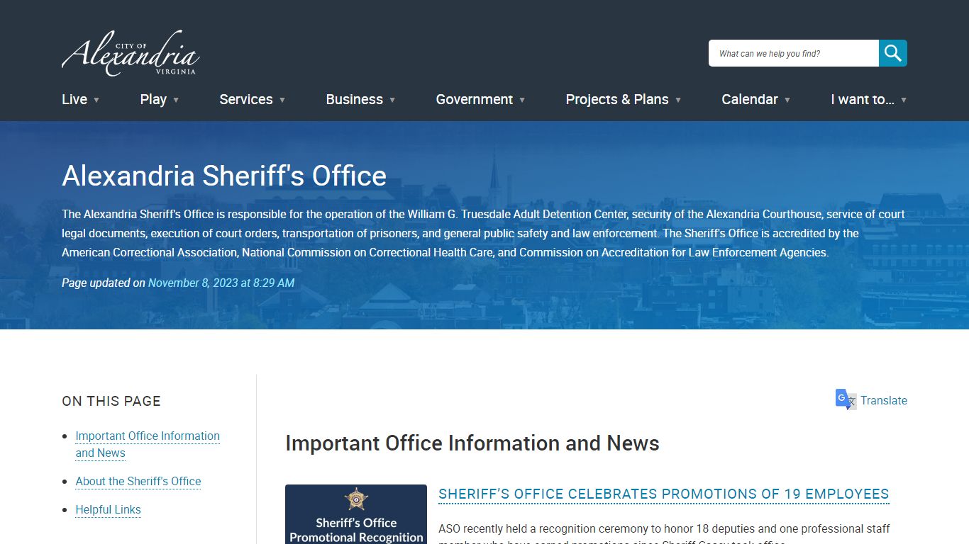 Alexandria Sheriff's Office | City of Alexandria, VA