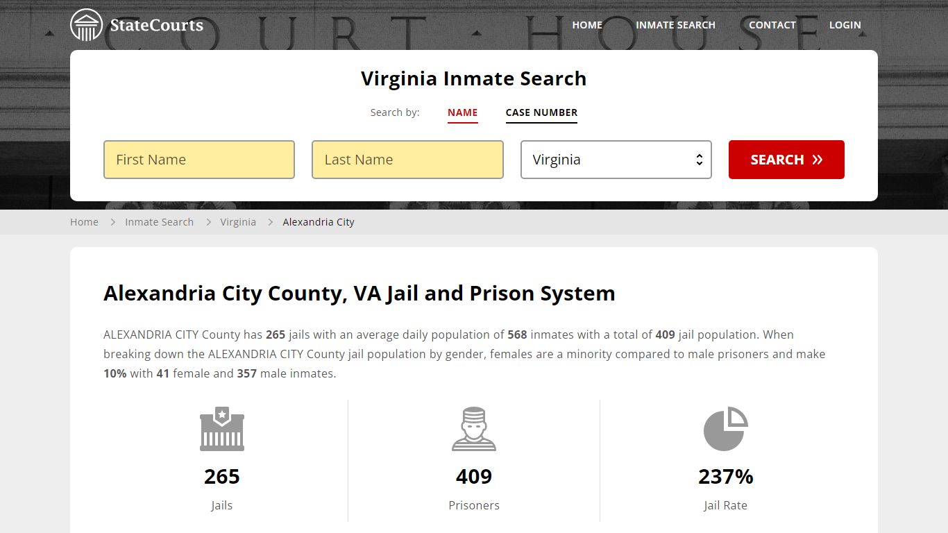 Alexandria City County, VA Inmate Search - StateCourts