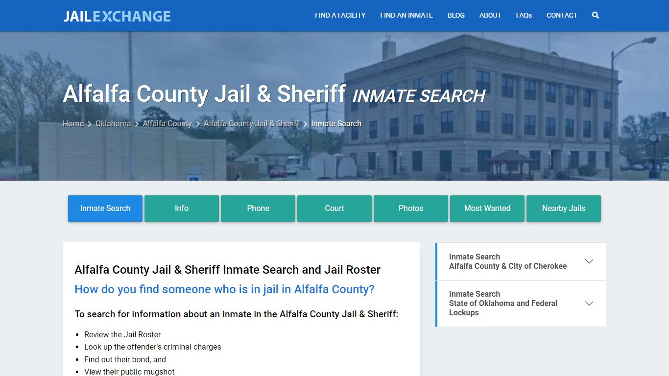 Alfalfa County Jail & Sheriff Inmate Search - Jail Exchange