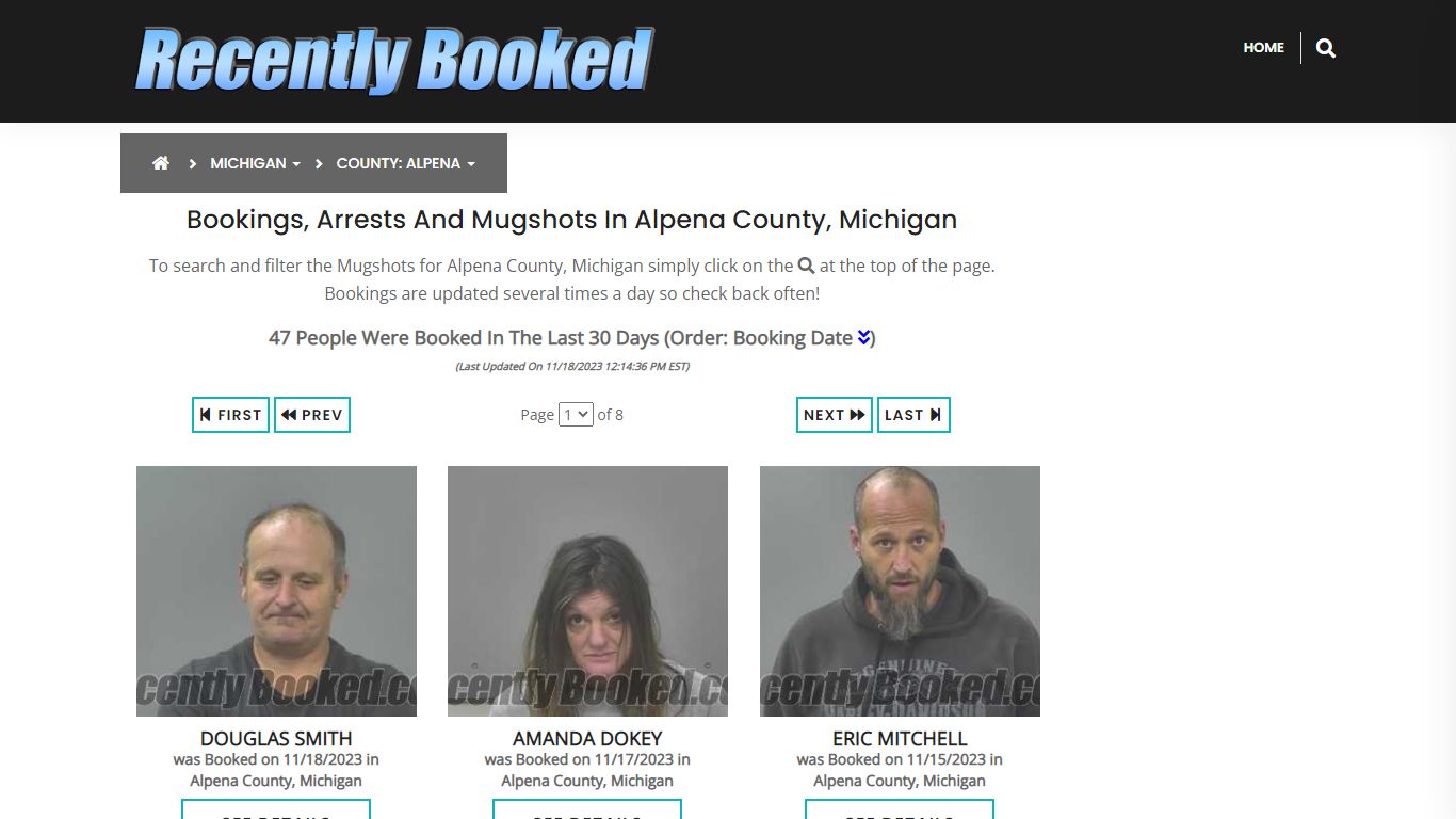 Recent bookings, Arrests, Mugshots in Alpena County, Michigan
