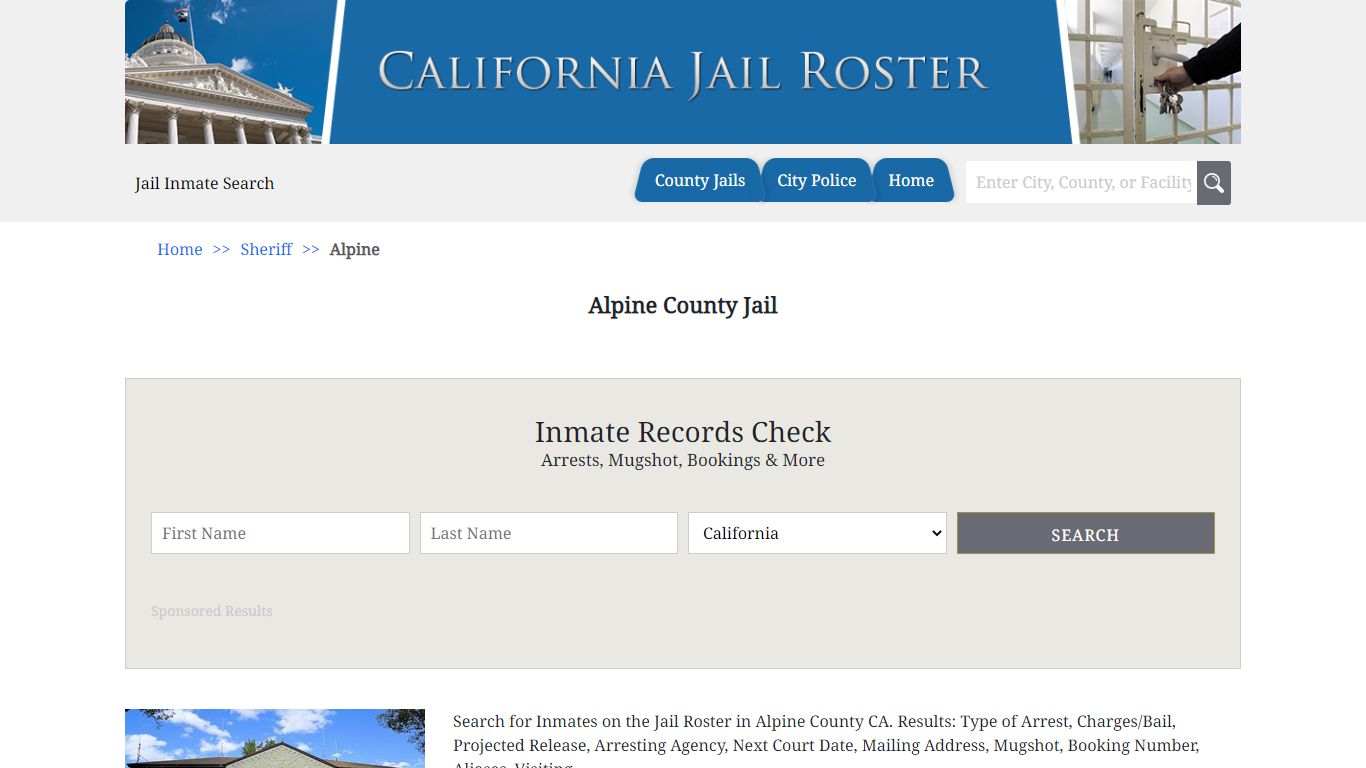 Alpine County Jail | Jail Roster Search