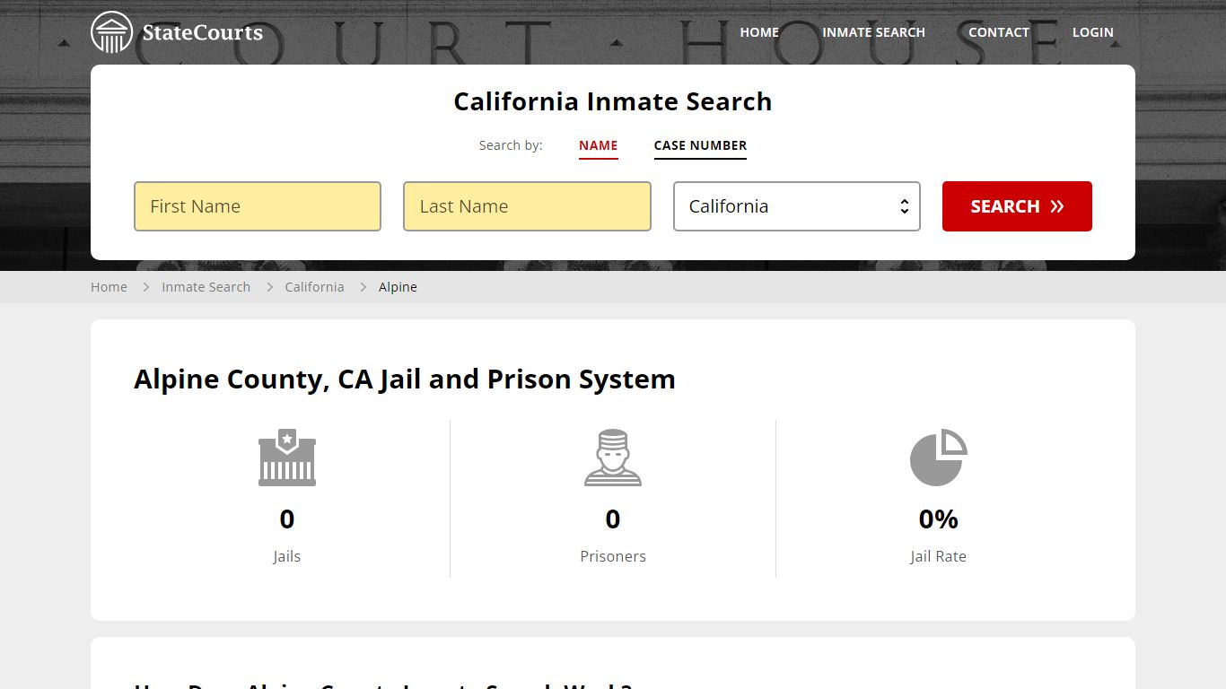 Alpine County, CA Inmate Search - StateCourts