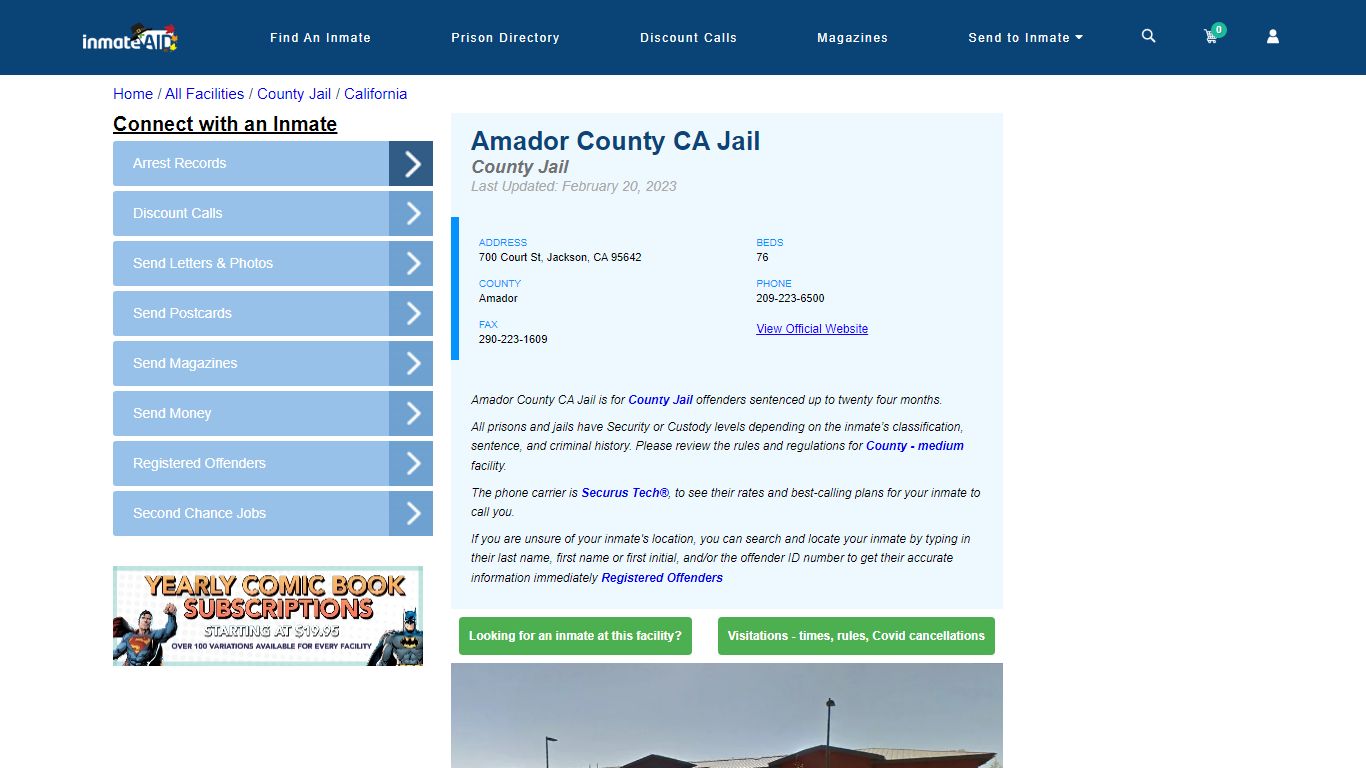 Amador County CA Jail - Inmate Locator - Jackson, CA