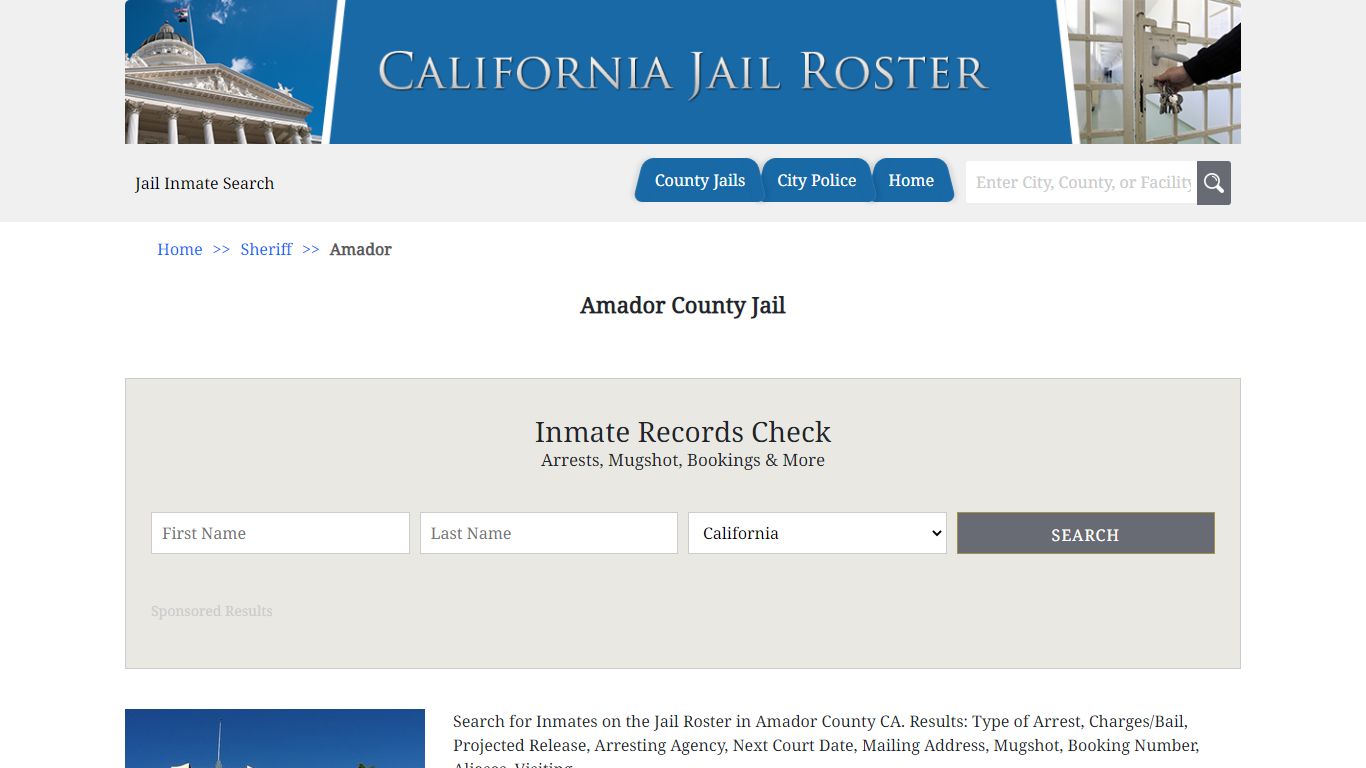 Amador County Jail | Jail Roster Search