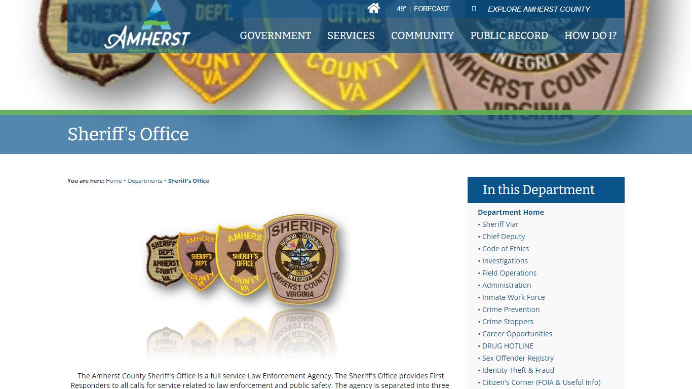 Sheriff's Office - Amherst County, Virginia