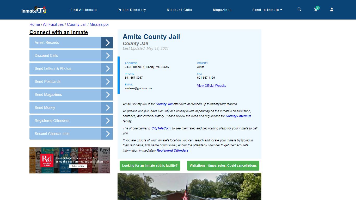 Amite County Jail - Inmate Locator - Liberty, MS