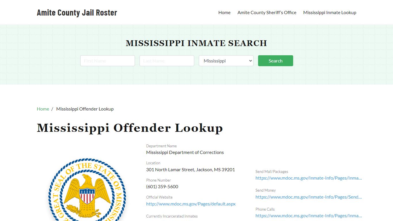 Mississippi Inmate Search, Jail Rosters