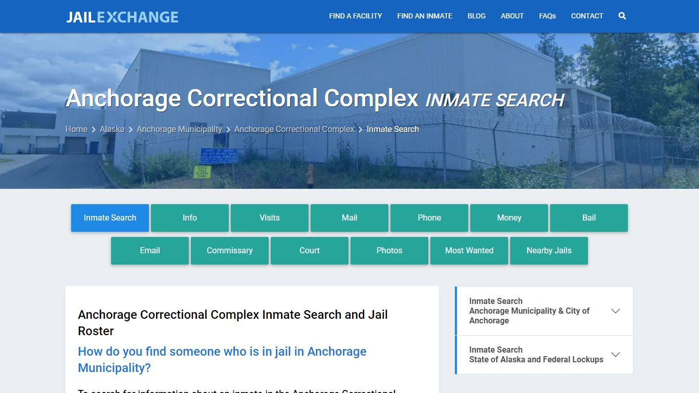 Anchorage Correctional Complex Inmate Search - Jail Exchange