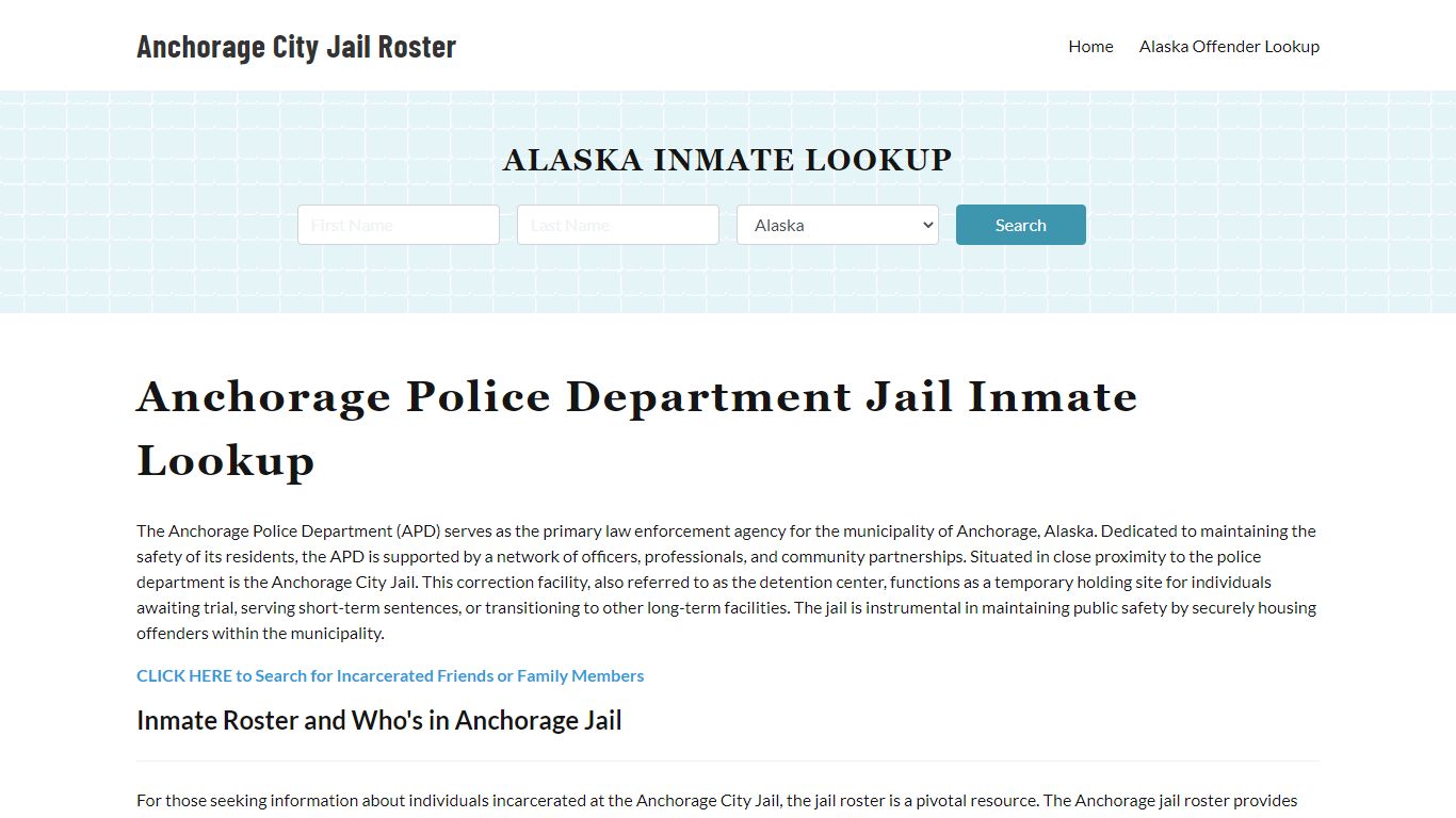 Anchorage Police Department & City Jail, AK Inmate Roster, Arrests ...
