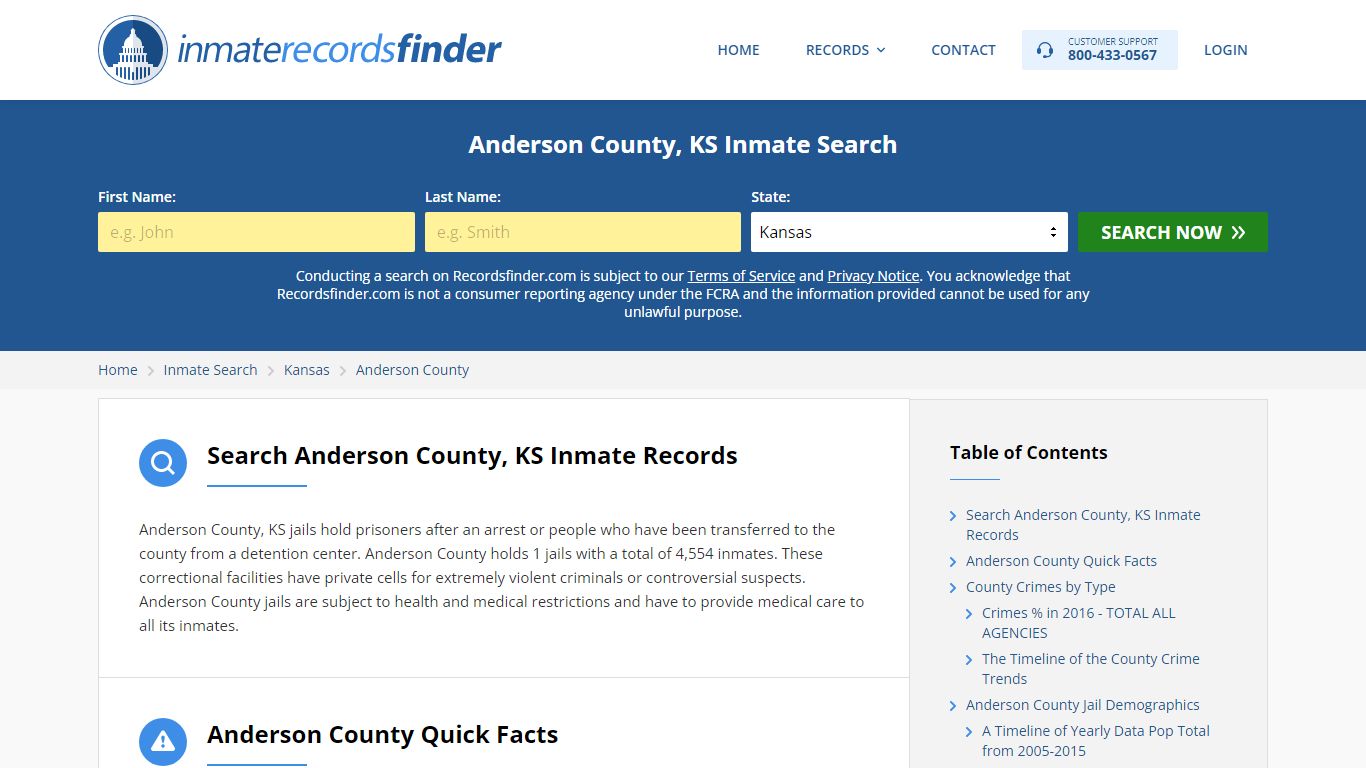 Anderson County, KS Inmate Lookup & Jail Records Online