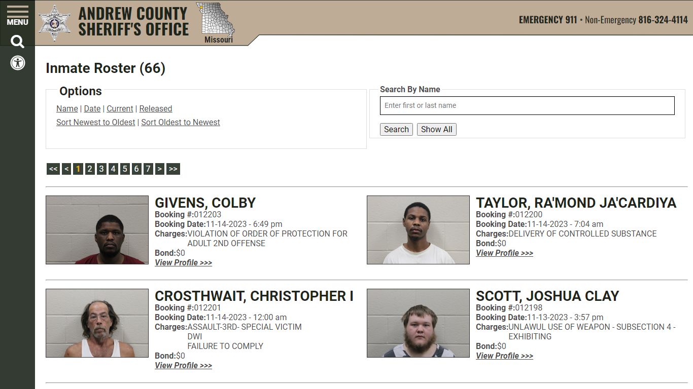 Inmate Roster (69) - Andrew County Sheriff