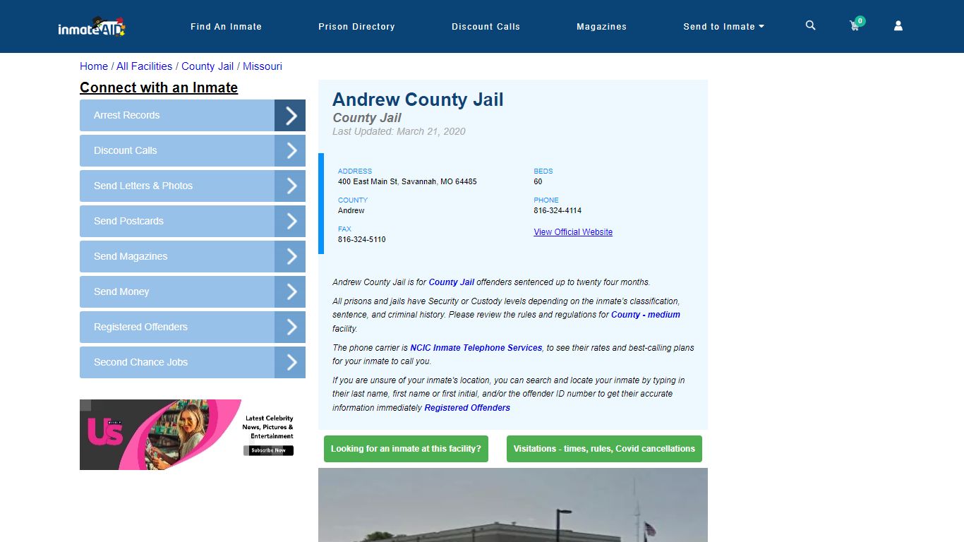 Andrew County Jail - Inmate Locator - Savannah, MO