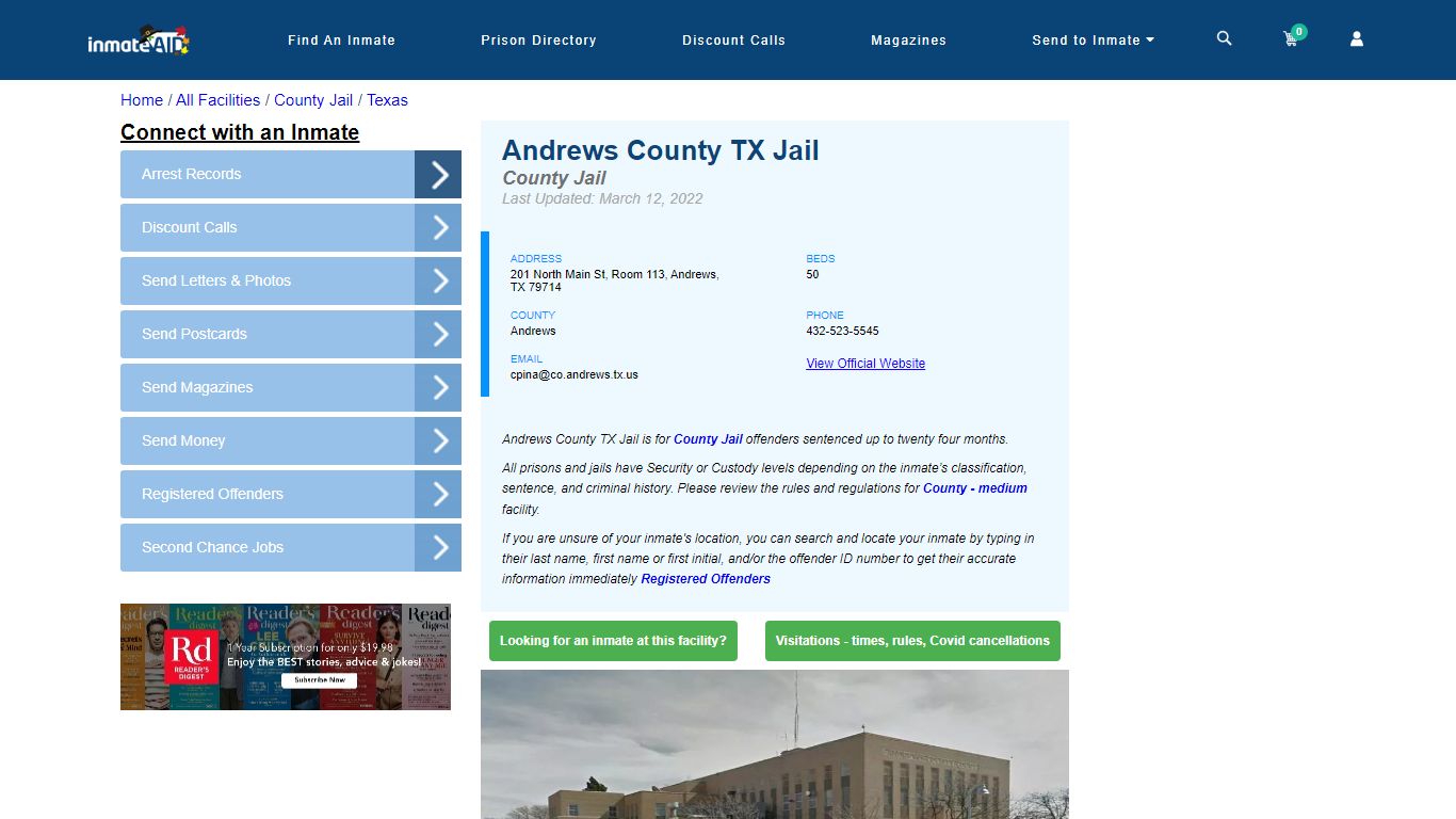 Andrews County TX Jail - Inmate Locator - Andrews, TX