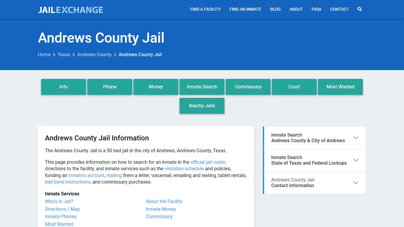 Andrews County Jail, TX Inmate Search, Information