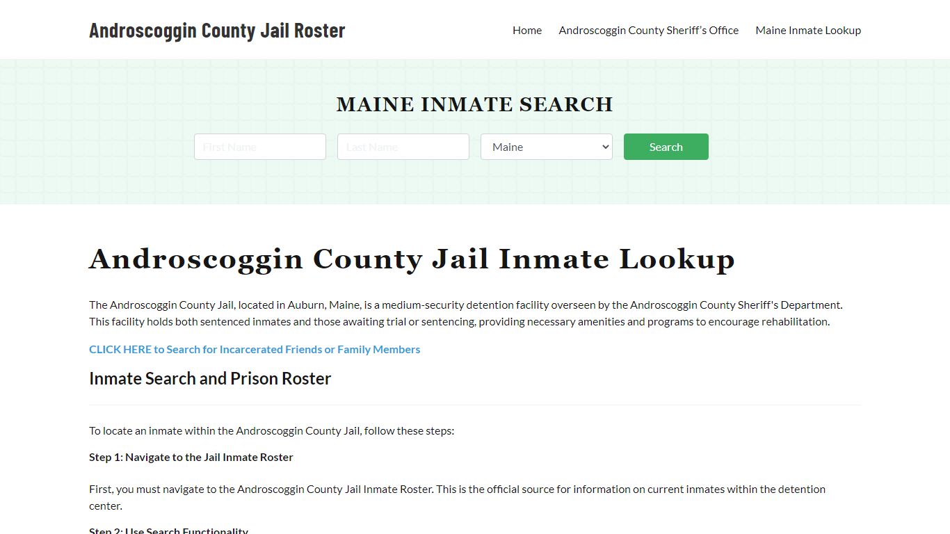 Androscoggin County Jail Roster Lookup, ME, Inmate Search