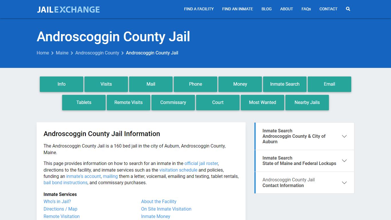Androscoggin County Jail, ME Inmate Search, Information
