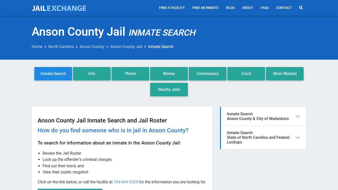 Inmate Search: Roster & Mugshots - Anson County Jail, NC