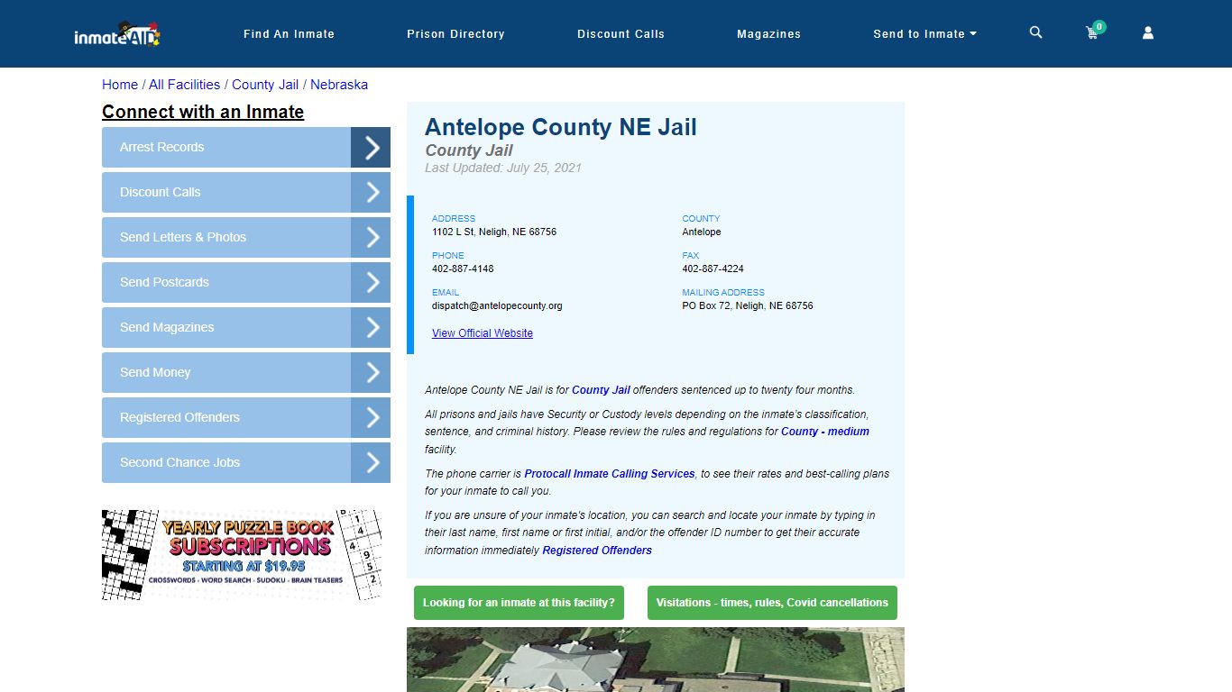 Antelope County NE Jail - Inmate Locator - Neligh, NE